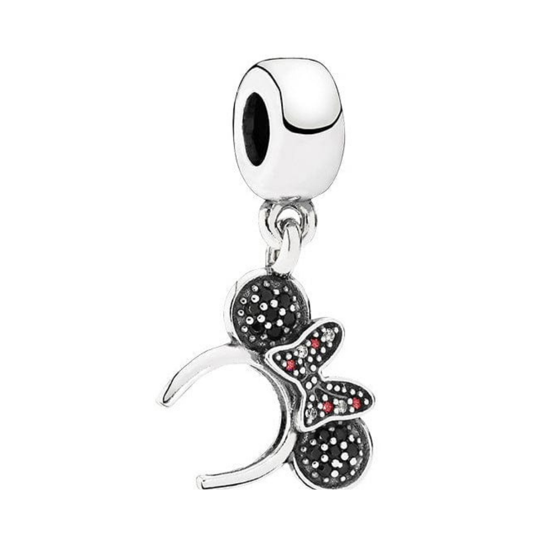 Disney-Minnie kafa bandı gümüş ve siyah sarkıtlı tılsım