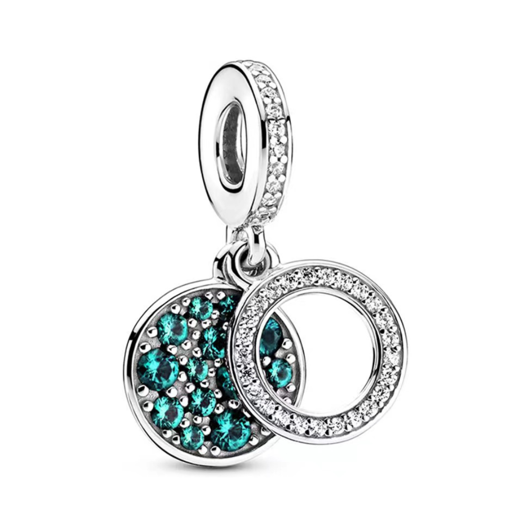 Gümüş Yeşil Halo Sarkan Charm