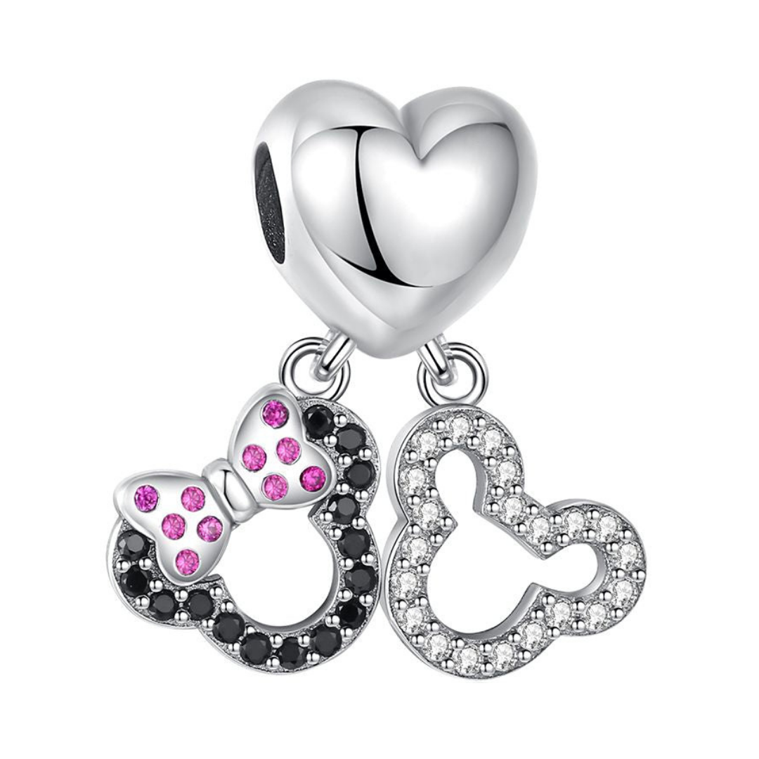 Disney- Mickey ve Minnie Mouse Anahat Kalp Charm