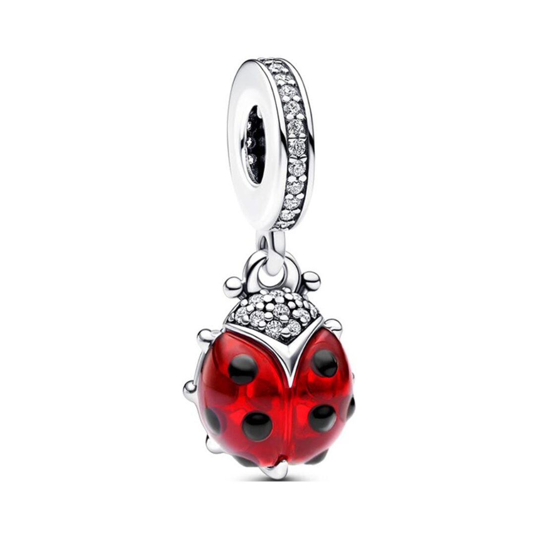 Kırmızı Murano Camı Lady Beetle Sarkan Charm