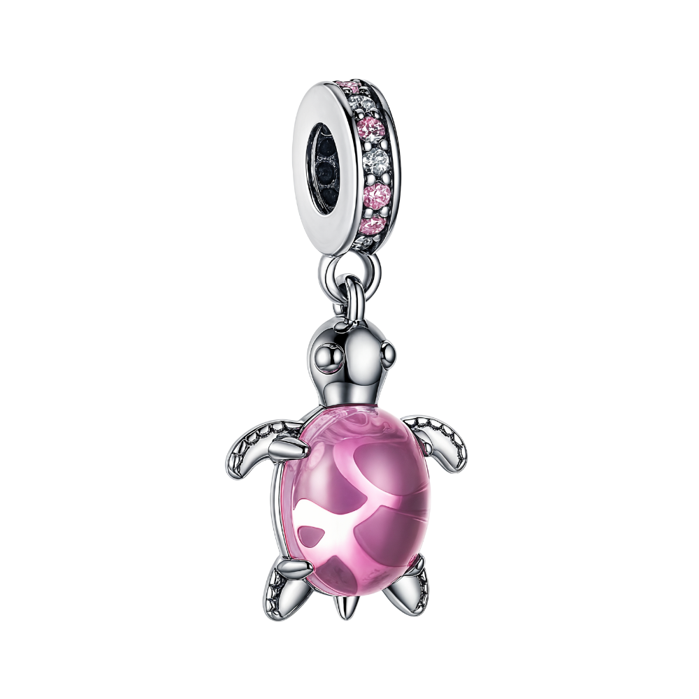 Murano Cam Pembe Kaplumbağa Sallantılı Tılsım