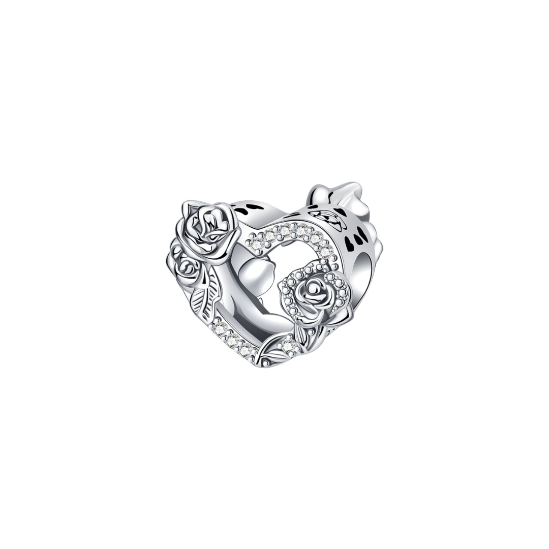 Kalp İçinde Sarmaşık Gül Charm