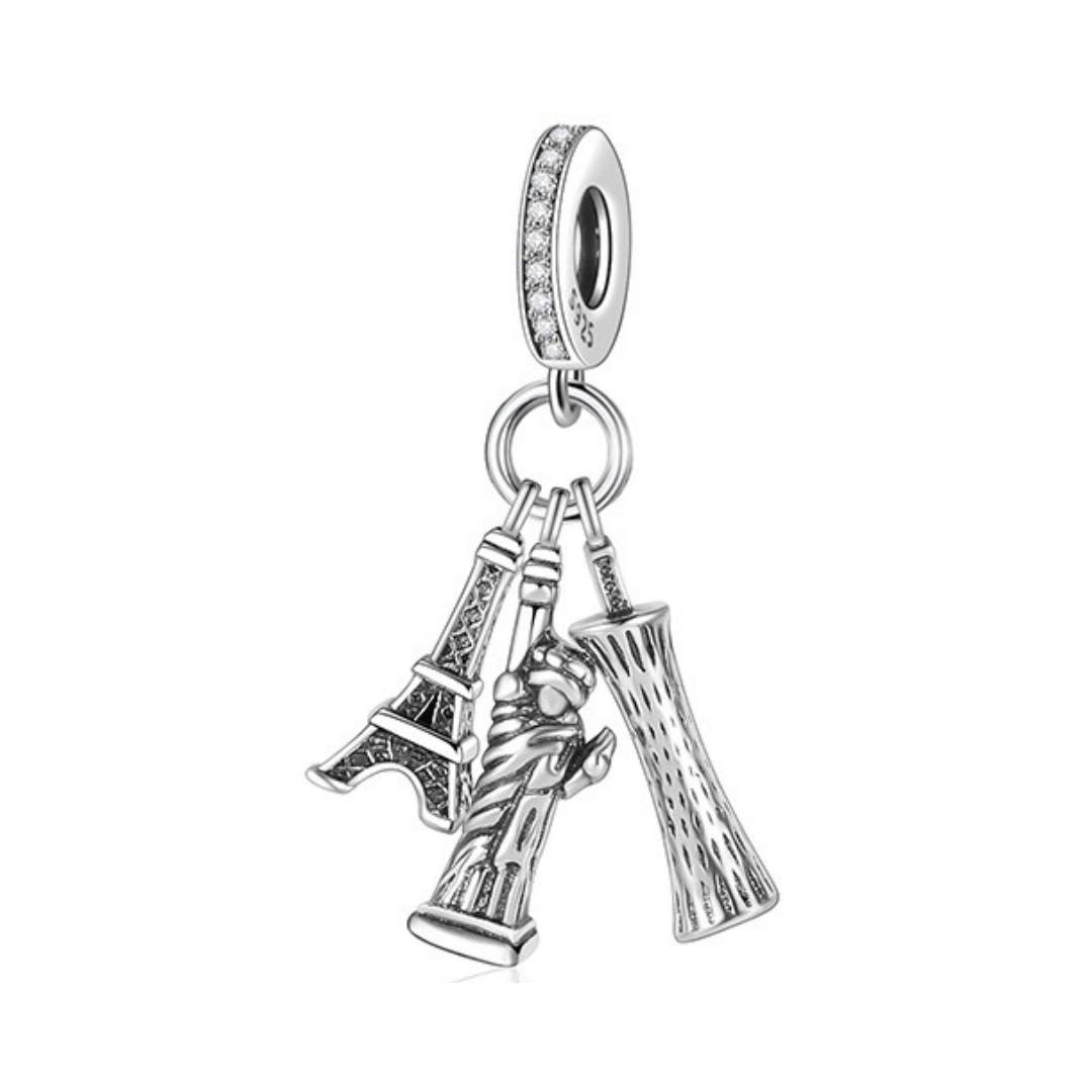 Eyfel Kulesi, Özgürlük Heykeli ve Pisa Kulesi Dangle Charm