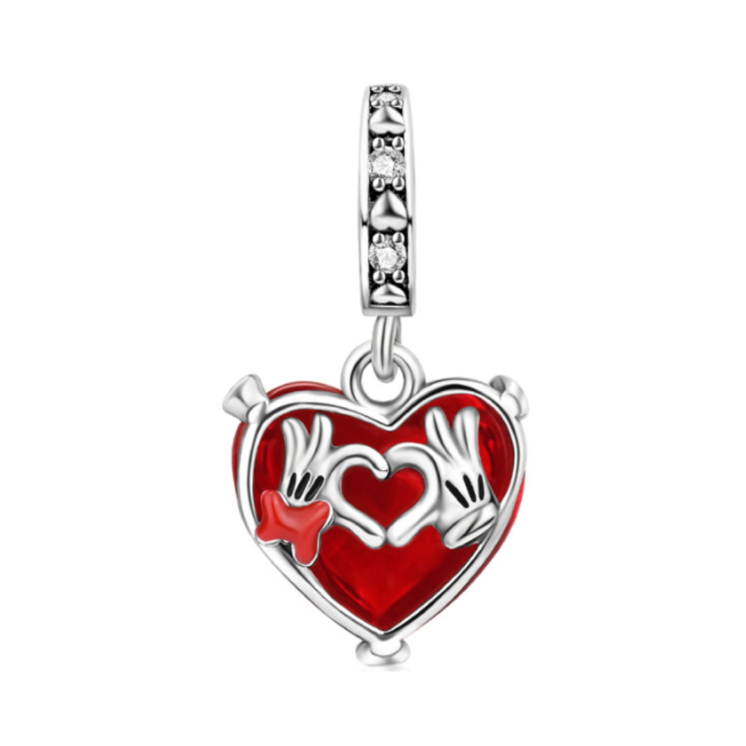 Disney- Mickey ve Minnie Mouse Aşk Kalp Sallantılı Charm