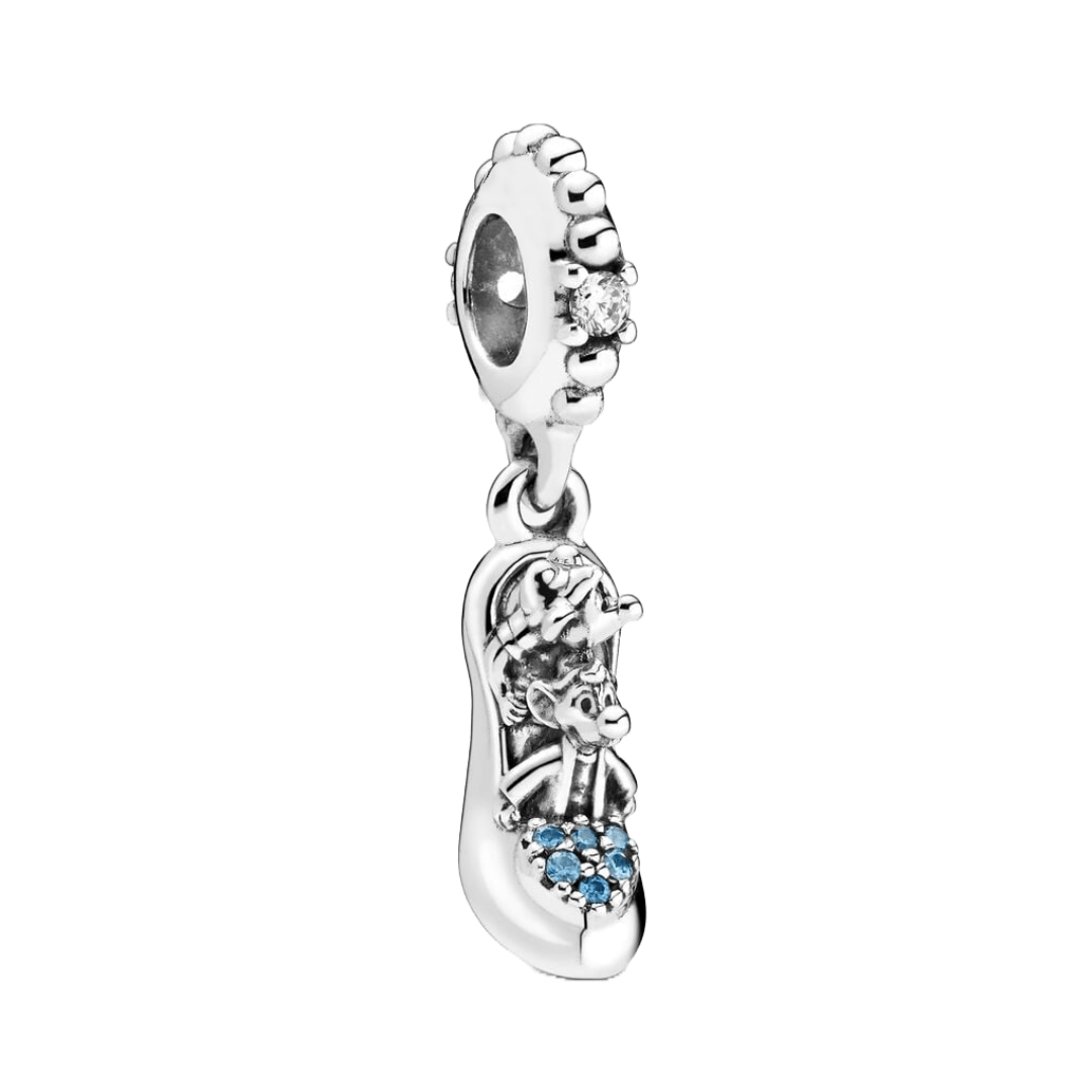 Cinderella- Cam Terlik ve Fareler Sallantılı Charm