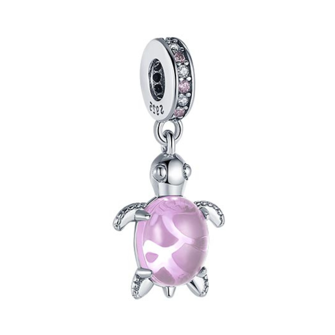 Murano Cam Pembe Deniz Kaplumbağası Sarkan Charm