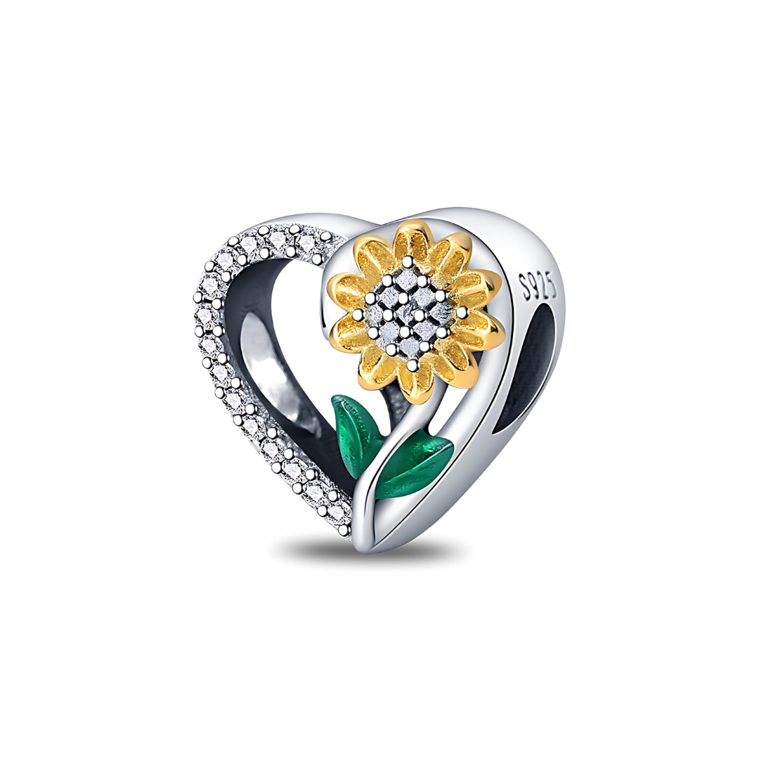 Ayçiçeği Ajurlu Kalp Charm