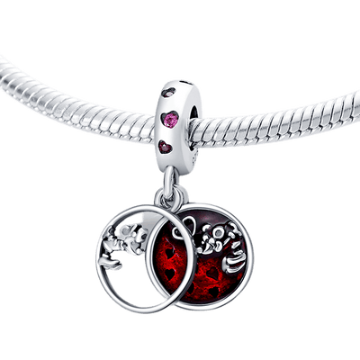 Disney-Mickey Mouse ve Minnie Mouse Aşk ve Öpücükler Sarkan Charm