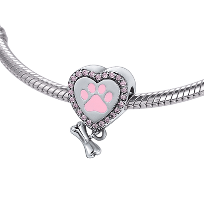 Kalp Şeklinde Pembe Pençe ve Kemik Charm 